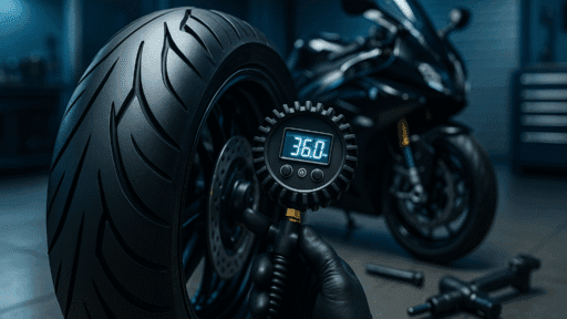 Motosiklet Lastiği Basıncı Kaç Olmalı? (Bar/PSI) - Öne Çıkan Görsel (AI ile Oluşturuldu)