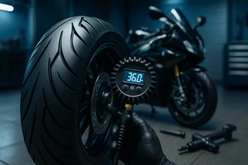 Motosiklet Lastiği Basıncı Kaç Olmalı? (Bar/PSI) - Öne Çıkan Görsel (AI ile Oluşturuldu)