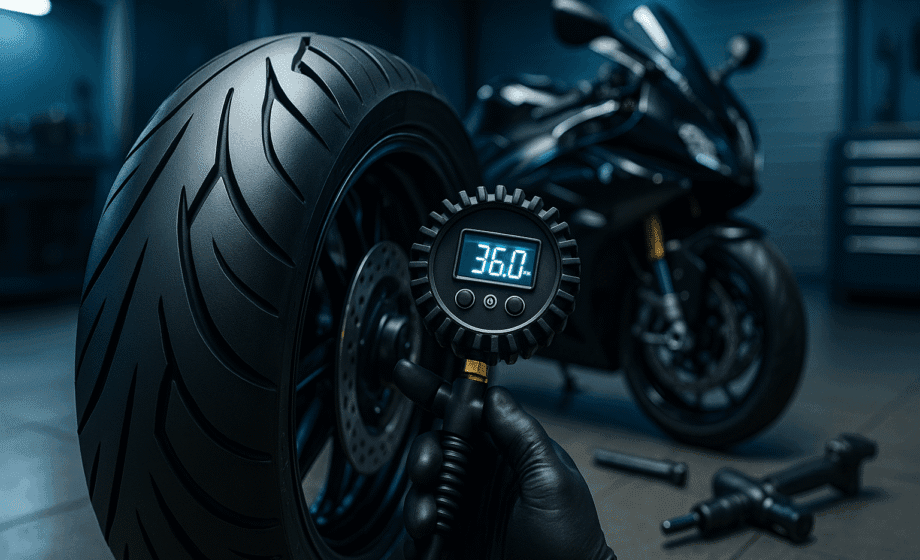 Motosiklet Lastiği Basıncı Kaç Olmalı? (Bar/PSI) - Öne Çıkan Görsel (AI ile Oluşturuldu)