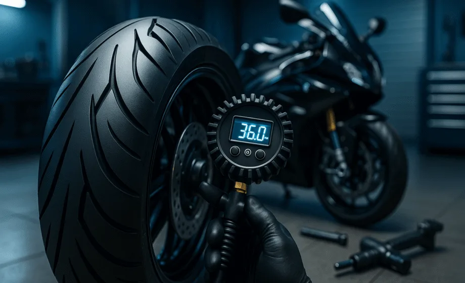 Motosiklet Lastiği Basıncı Kaç Olmalı? (Bar/PSI) - Öne Çıkan Görsel (AI ile Oluşturuldu)