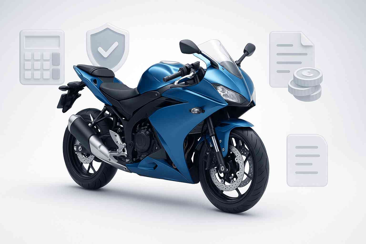 Motosiklet Kasko Değeri Hesaplama Görseli - Modern Motosiklet ve Sigorta Hesaplama Sembolleri