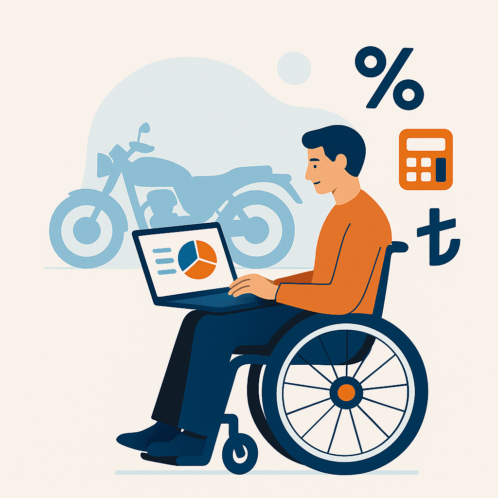 Engelli birey motosiklet vergi hesaplaması yapıyor